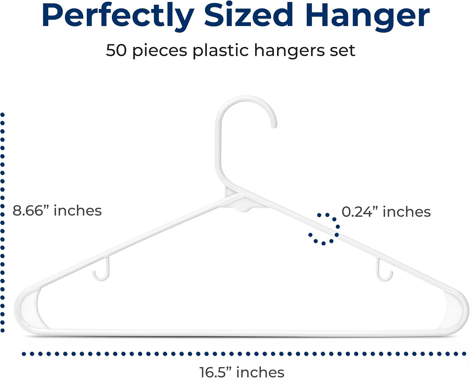 SereneLife 50 Pack Plastic Hangers, Non-Slip, Space-Saving Closet Organizers, Durable and Strong for Shirts, Sweaters, Hoodies, Kids Clothes & Dresses, Ultra-Thin, Lightweight