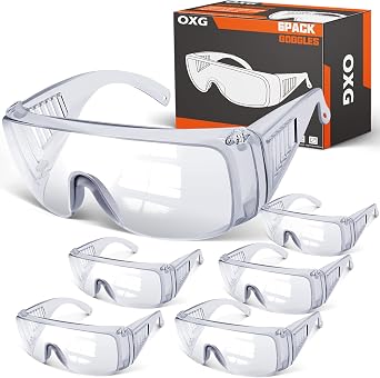 OXG Safety Glasses Over Eyeglasses Anti-Fog, ANSI Z87.1 Safety Goggles Eye Protection Glasses for Men and Women