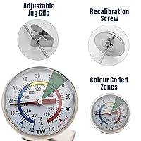 Vista 3 de Termómetro de leche para vaporizar leche - Ideal como termómetro de temperatura de café con sonda de acero inoxidable de 175 mm y clip para café