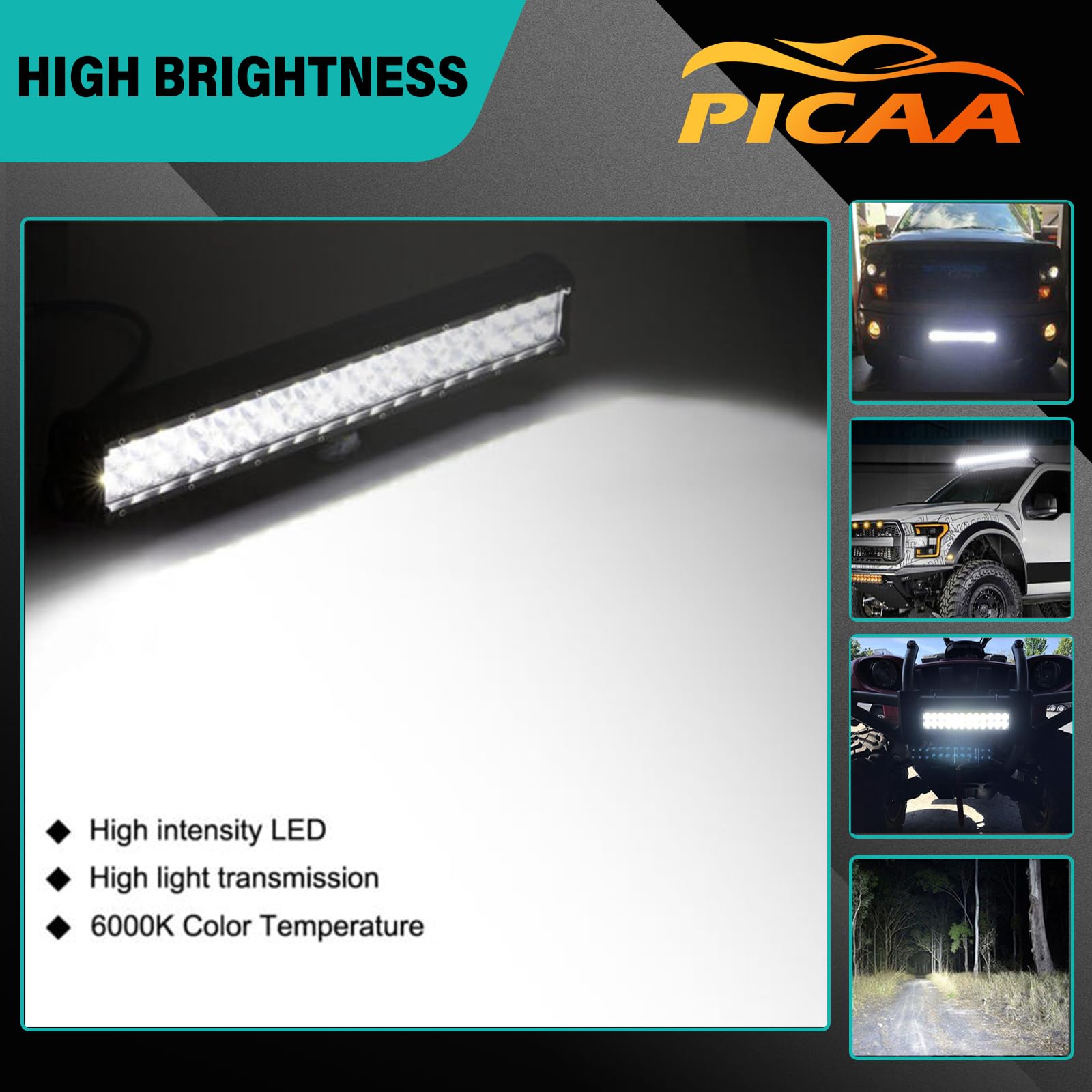 PICAA LED Lichtleiste KFZ, 25 Zoll 162W LED Arbeitsscheinwerfer 12V 24V, 6000K Weiß Lightbar Zusatzscheinwerfer Auto Offroad Beleuchtung für SUV, LKW, 4x4, Traktor, ATV