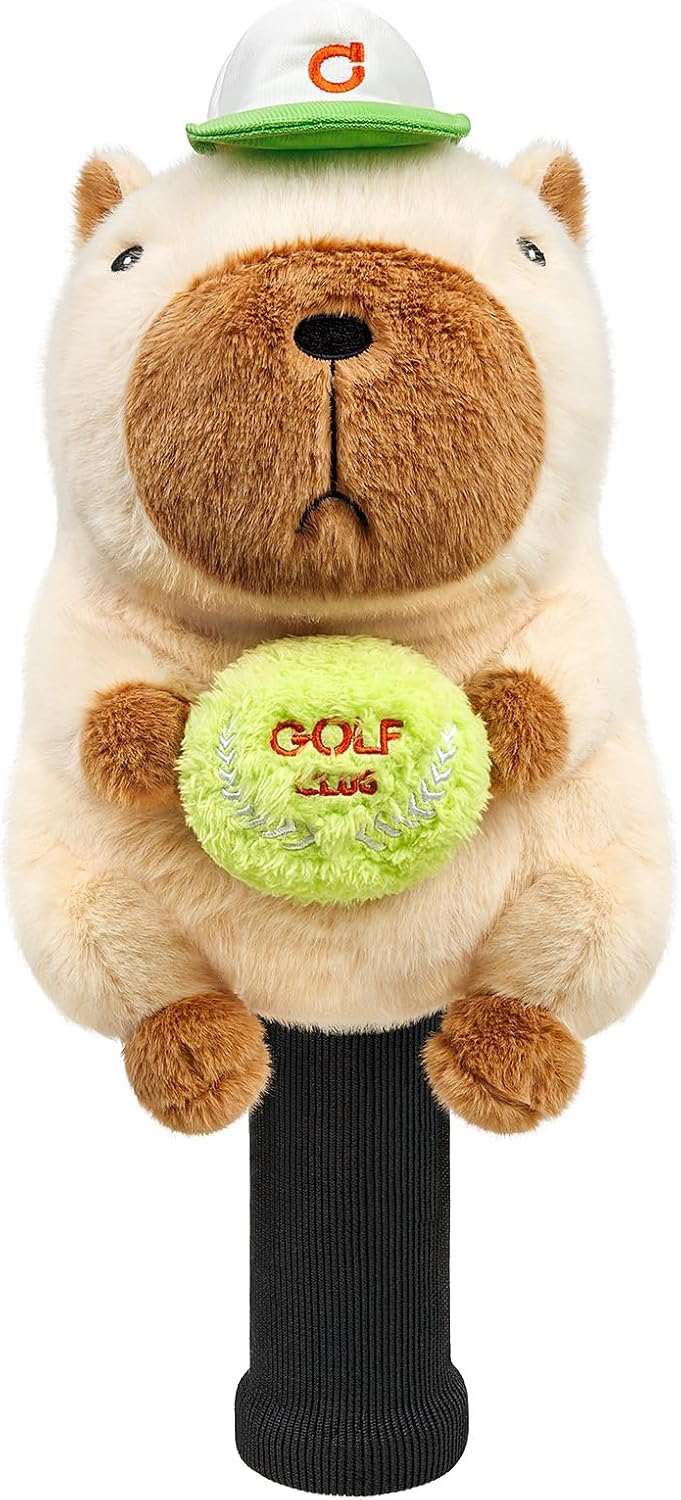 Funny Capybara Golf Headcover, Animals Plush Golf Club Head Covers, Small Size Fits Hybird and Irons, Large Size Fits Standard 460cc Driver Head