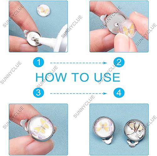 Miniatura 10 de SUNNYCLUE 1 caja de 30 convertidores de aretes de latón, ganchos para abrazar con bucles abiertos, almohadillas para aretes, clips para hacer joyas,