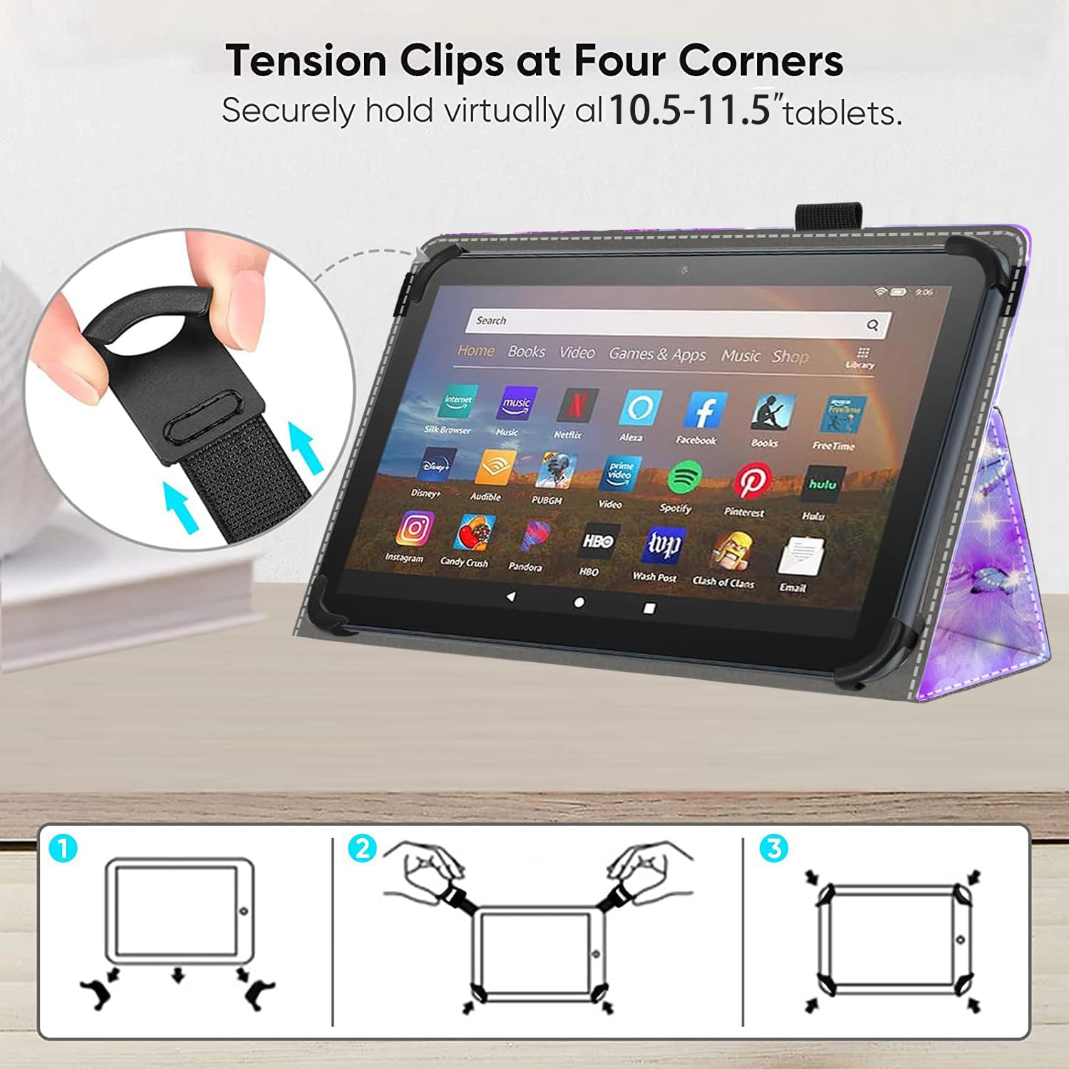 Funda universal para tablet Android de 11 y 11.5 pulgadas, funda plegable delgada con soporte para pantalla táctil de 10.5, 10.9, 11, 11.5 pulgadas y todas las fundas para tabletas con 5