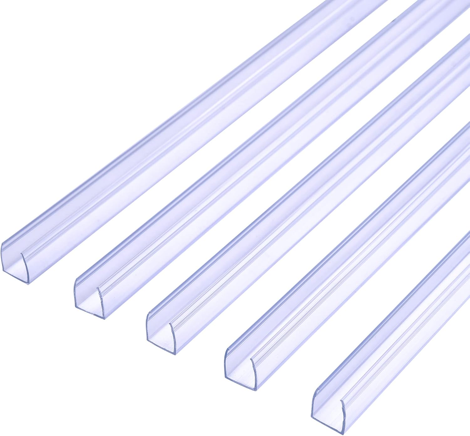 DELight 39" Plastic U Channel System 20PCS Clear PVC Universal LED Track Mounting Holder Accessories for 9/16" Neon Flex Strip Light Outdoor Indoor