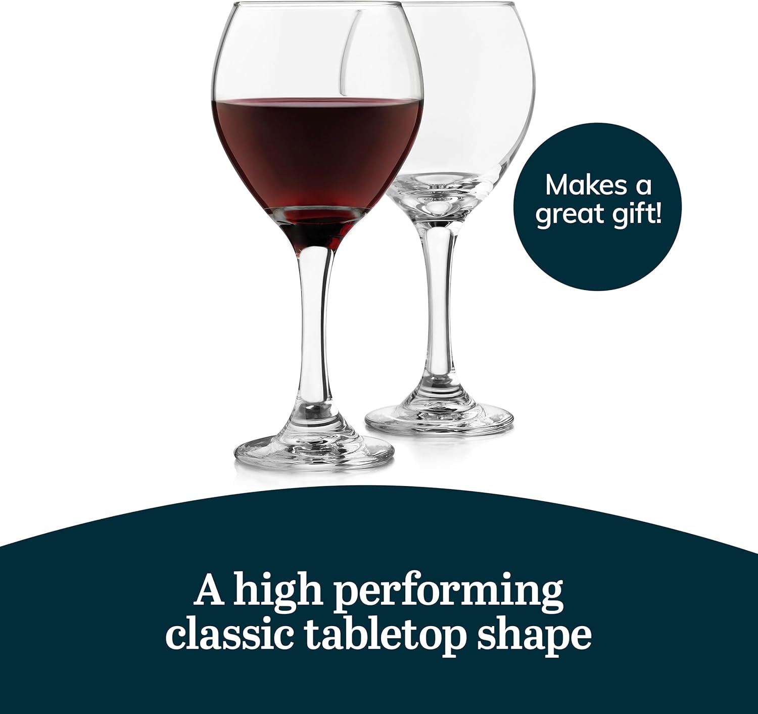 Libbey Classic Red Wine Glasses Set of 4, Dishwasher Safe, Rounded Rim Stemmed Wine Glasses, Perfect Wine Glasses Gift Set for Weddings, 13.5 Ounce