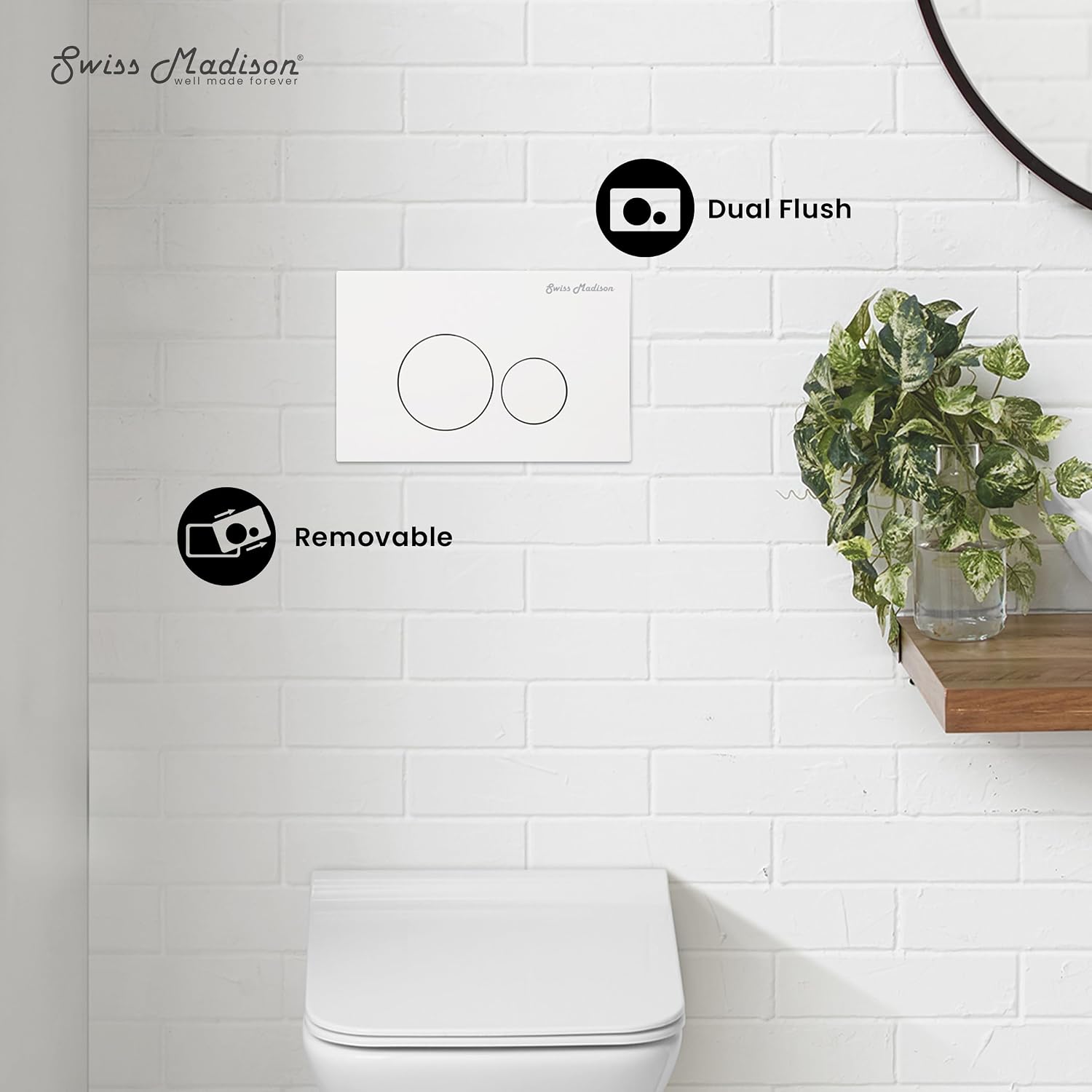 Swiss Madison Well Made Forever SM-WC001W Actuator Flush Plate, White