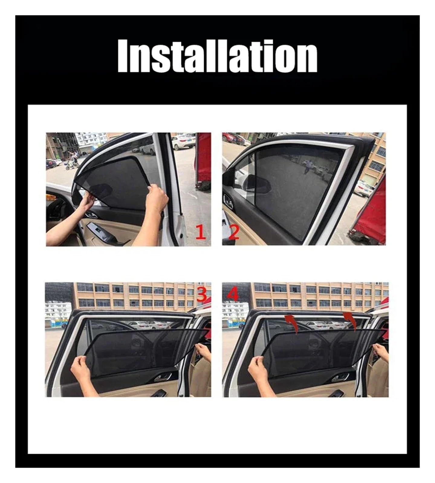 Kfz Outdoor Abdeckplane Für Vw Für Polo Fließheck 6R 6C 2009-2017 Magnetische Vorhang Mesh Frontscheibe Rahmen Vorhang Auto Fenster Sonnenschutz Autoscheiben Sonnenschutz(2PC Side Triangle)