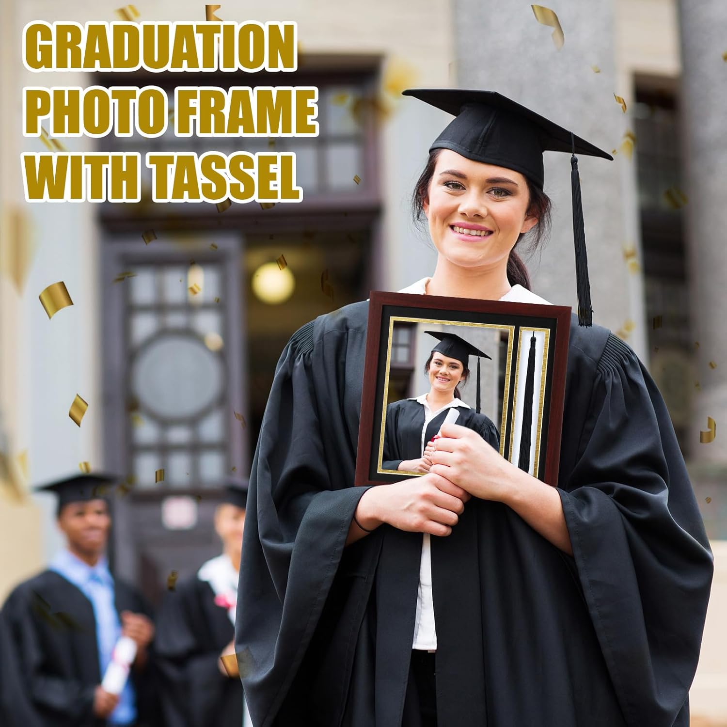 Graduation Photo Frame 8 x 10 with Tassel Holder for Pictures Photo Frame Elegant Double Mat 2026 Graduation Decor Gift for Graduate