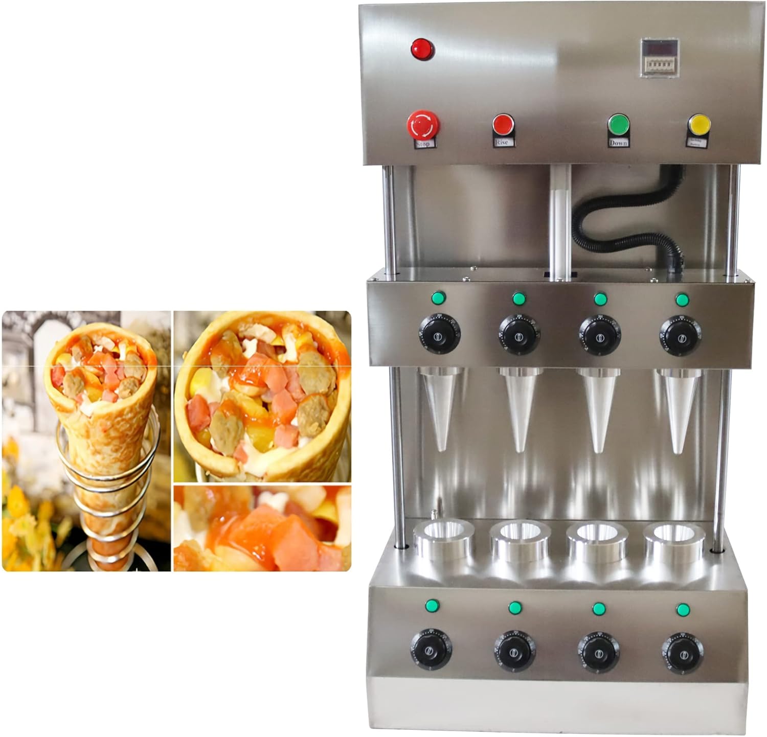 LGXEnzhuo Pizza Cone Forming Machine 4 Cone Maker 2600W