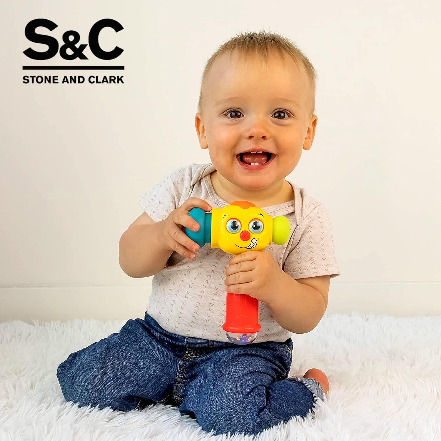 Stone and Clark Interactive Learning Toy Bundle for Babies - Musical Hammer and Press & Go Caterpillar Set
