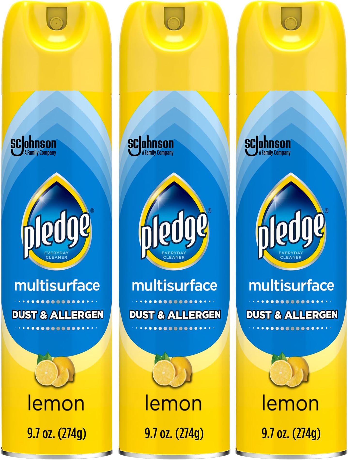 Dust & Allergen Multisurface Cleaner, Aerosol Spray, Lemon Scent, 9.7oz (Pack of 3)