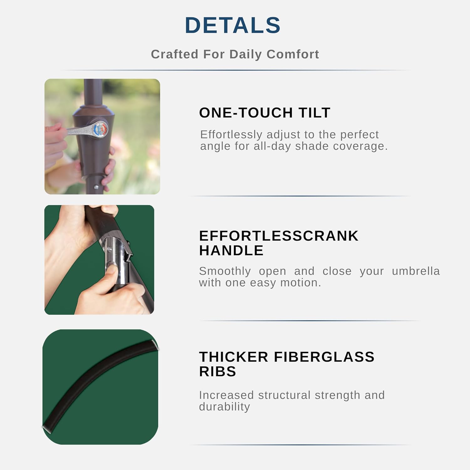 9ft Patio Umbrella with Push Button Tilt and Crank,Outdoor Market Table Umbrella UV Protection 8 Sturdy Ribs for Backyard,Garden,Pool,Deck