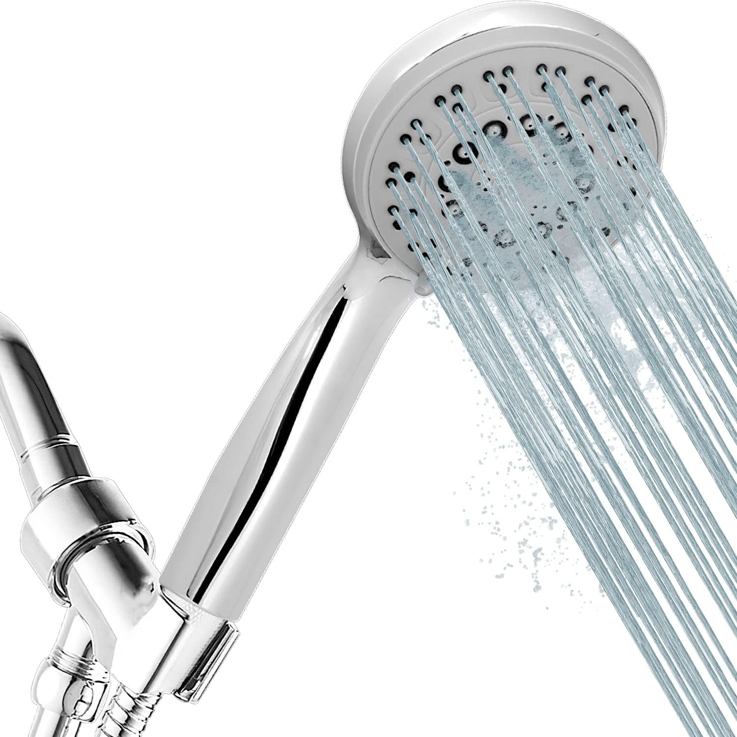 Matström Handheld Shower Head with Hose, Detachable Shower Head With 5 Powerful Sprays, 4.3 Inch High Pressure Shower Heads With Removable Flow Restrictor, Hand Held Shower Head For Low Water Pressure
