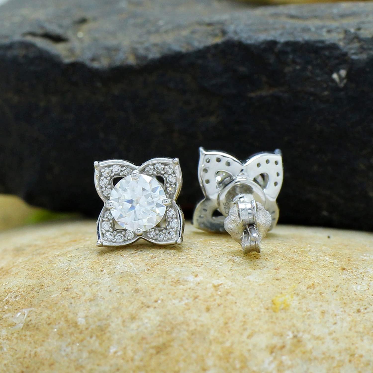 SAVEARTH DIAMONDS Moissanite Stud Earrings for Women Men D color VVS 1ct Brilliant Round Cut Moissanite Earrings Lab Created Diamond Earring Studs 14k Gold Over Sterling Silver Push Back - Image 4