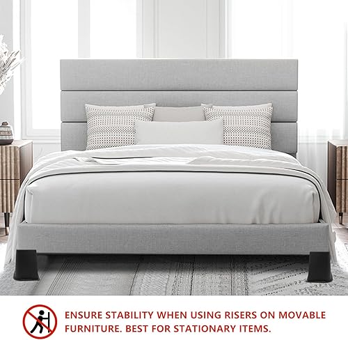 Miniatura 3 de HANIHUA Paquete de 4 elevadores de cama de gran tamaño de 6 pulgadas, resistentes, elevadores de muebles, elevadores de cama negros para mesa, sofá,