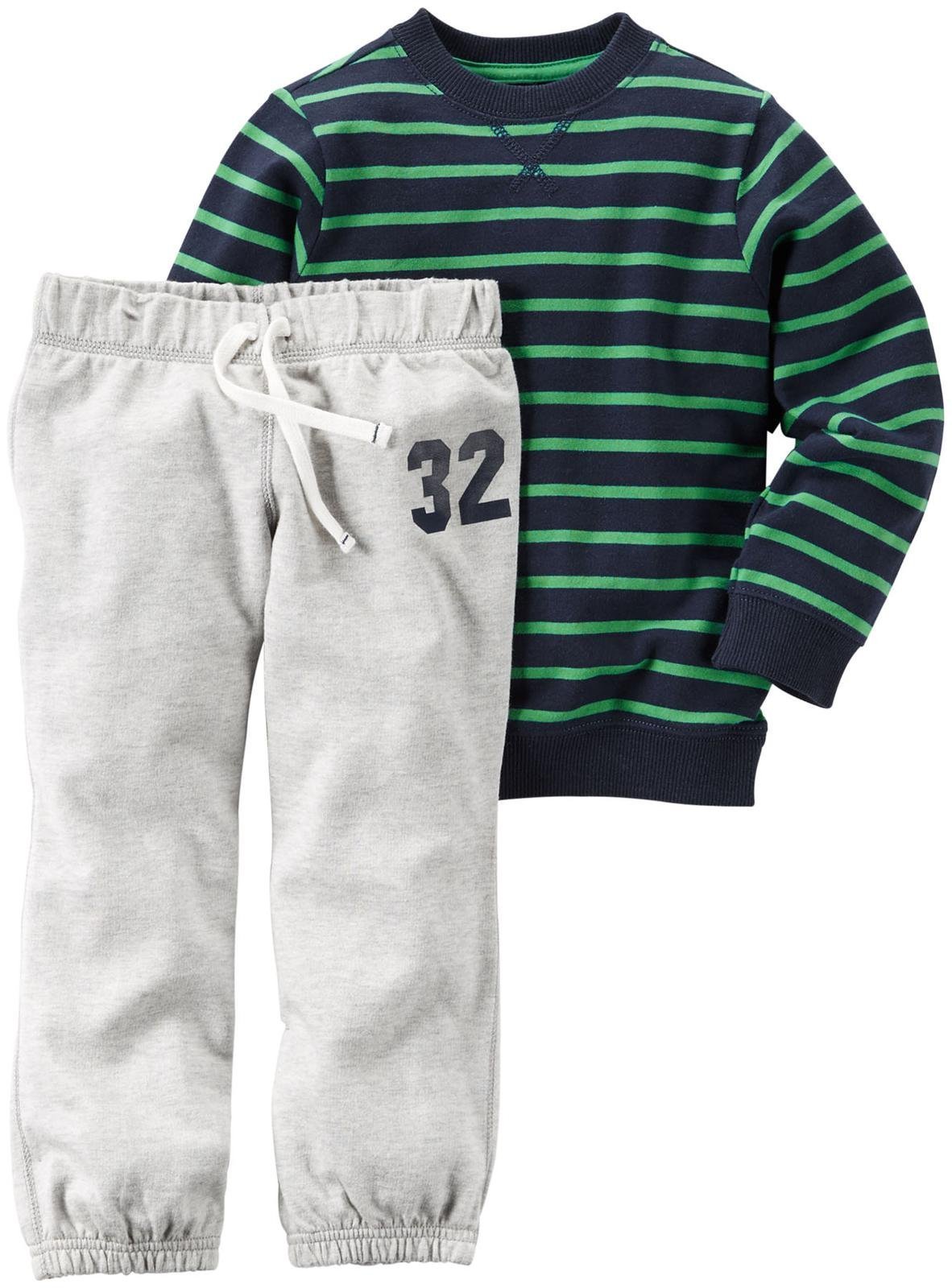 Carter's Baby Boys' 2 Piece Striped Top Set 229g118, Black/Green, New Born