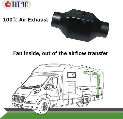 Miniatura 5 de TITAN Ventilador en línea de ventilación de aire RV, aumentar la circulación de aire, conducto extensible, modo automático de temperatura,