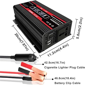 4000W Solar Power System Kit 300W Modified Sine Wave Inverter (12V to 220V/110V) 18W 18V Solar Panel, 30A Auto-Detect Solar Charge Controller(Black,12V-220V)