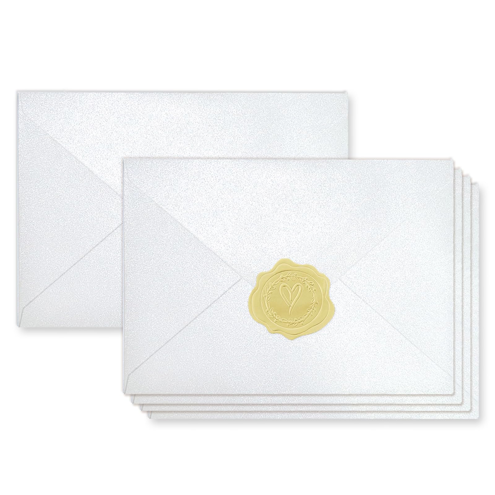 100 Pack Mini Pearl White Envelopes, 4 x 2.75" Shimmer Gift Card Envelopes, Gift Card Holder, Small Business Card Envelopes for Invitations, Wedding, Birthday Party, Baby Shower