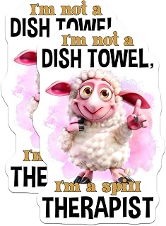 (2 Pack) Spin Therapist Sheep Magnets - Funny Laundry Decor - Cute Animal Pun - Kitchen Appliance Humor - 5" - Durable Magnet - Made in USA - MAG38459
