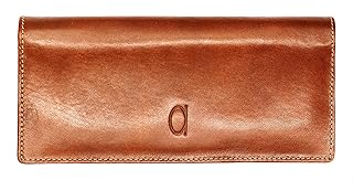Alfa Leather Co. Engraved Logo Rectangular Flap Wallet for Women - Tan