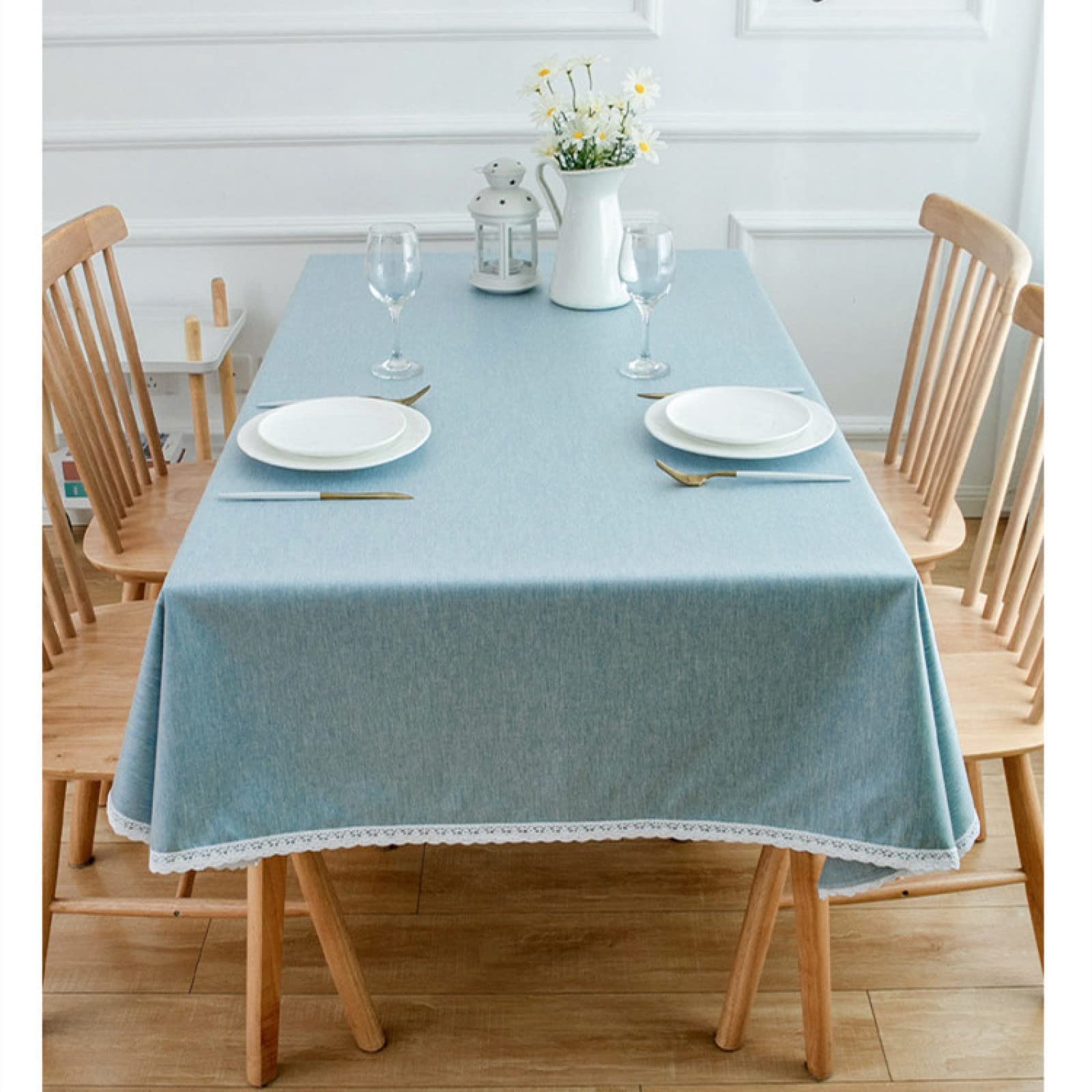 Obrus ​​Prostokątny Obrus Plamoodporny Wodoodporny Zmywalny Obrus Lniany Obrus Zmywalny Obrus Na Stół Do Jadalni Obrusy Imprezowe Obrus/Light Blue/100X160Cm