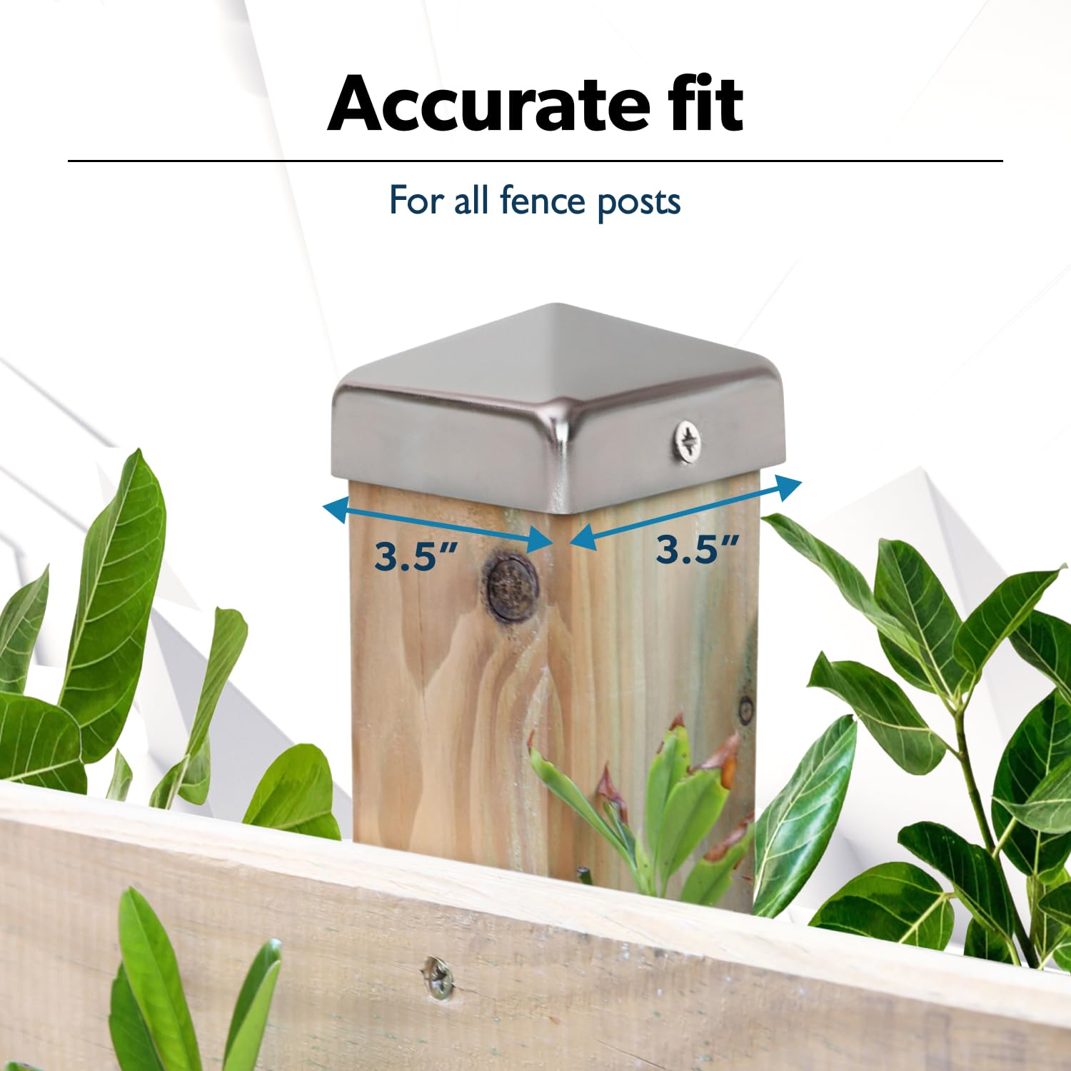 10 Stainless Steel Fence Post Caps (90x90mm or 9x9cm) w/Screws - Pyramid Shape Cover for Wooden Posts - Pyramid Shape Cover Cap Posts