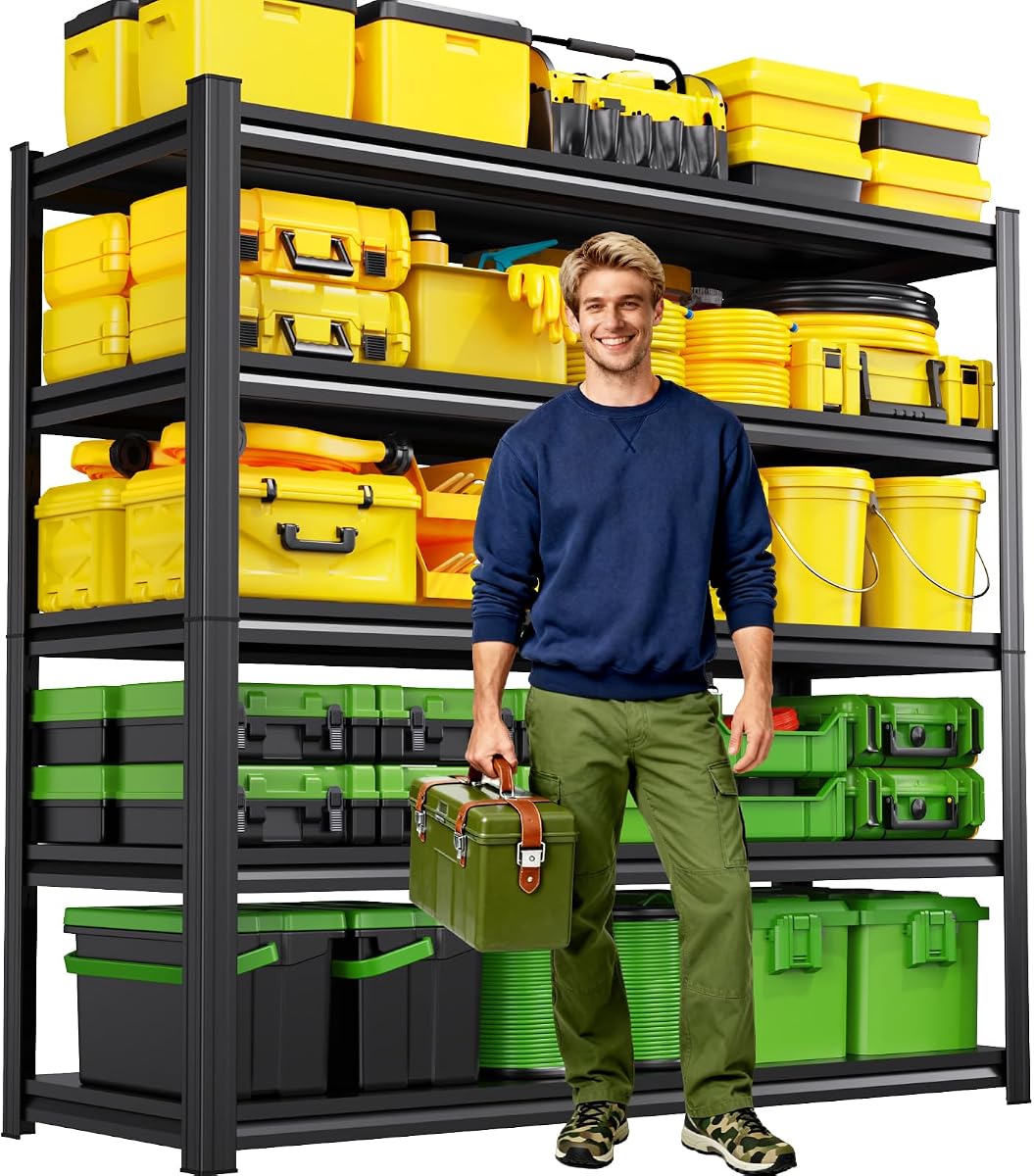 Metal Storage Shelves 5-Tier Garage Shelving Unit, 20" Dx46 Wx71.2 H Shelves Organizer, Heavy Duty Storage Shelf for Garage Storage, Storage Shelf Organizer for Home Kitchen Warehouse