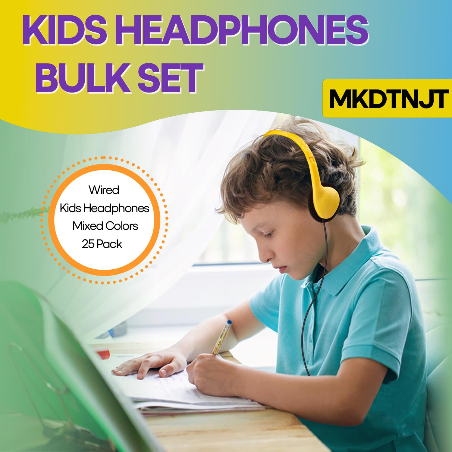 Cuffie per aule scolastiche, confezione da 25 pezzi, per bambini, studenti scolastici, all'ingrosso, resistenti, per bambini, ragazzi, ragazze, adolescenti, adulti (HTC002, multicolore)