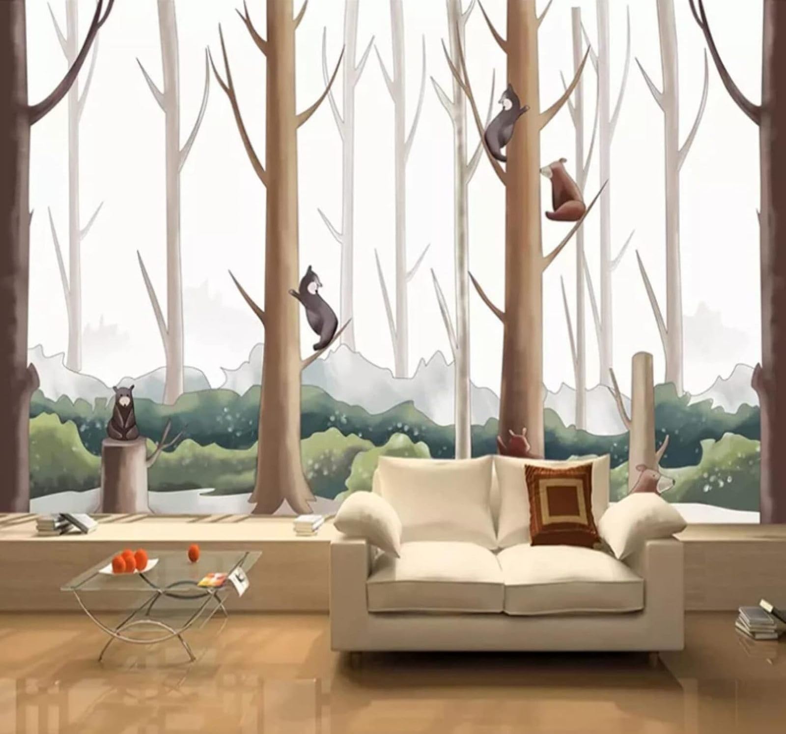 XLMING Cartoon Forest Cute Animals Bear 3D Wallpaper Luxury Home Dining Decor Paste Sofa Living Room The Wall for Bedroom Mural-400cm×280cm