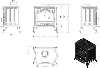 KRATKI Piec żeliwny koza K6 Ø 150 8 kW | EKOPROJEKT | BImSchV 2