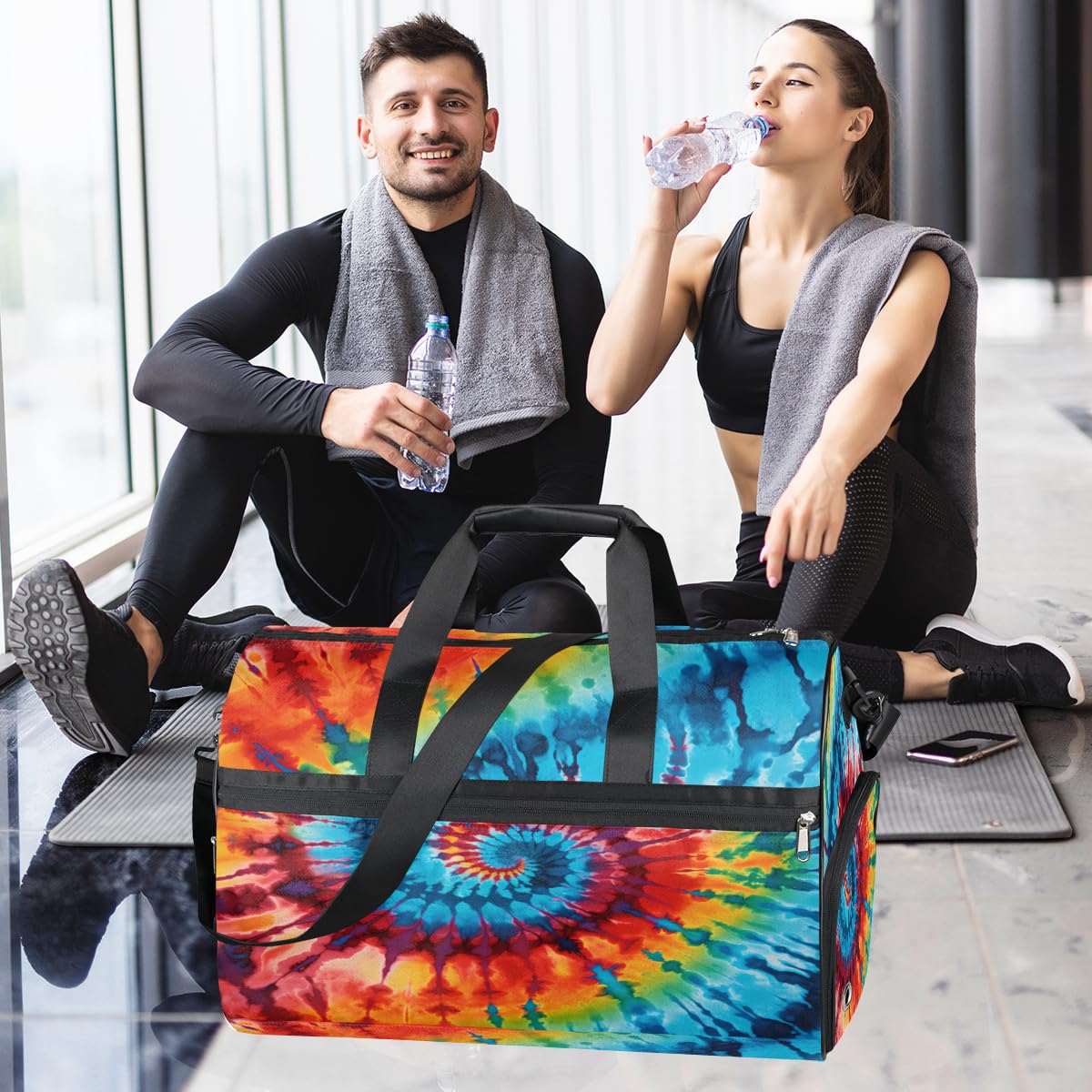 Personalisierte Sporttasche für Jungen und Männer, benutzerdefinierte Sport-Reisetasche mit Schuhfach, maßgeschneiderte Mädchen-Tanztasche, Wochenend-Übernachtungstasche für Frauen und Kinder, bunte