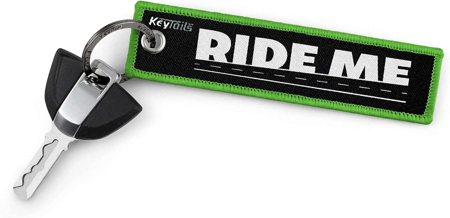 KEYTAILS Keychains, Premium Quality Key Tag for Motorcycle, Scooter, ATV, UTV [Turn Me On, Ride Me]
