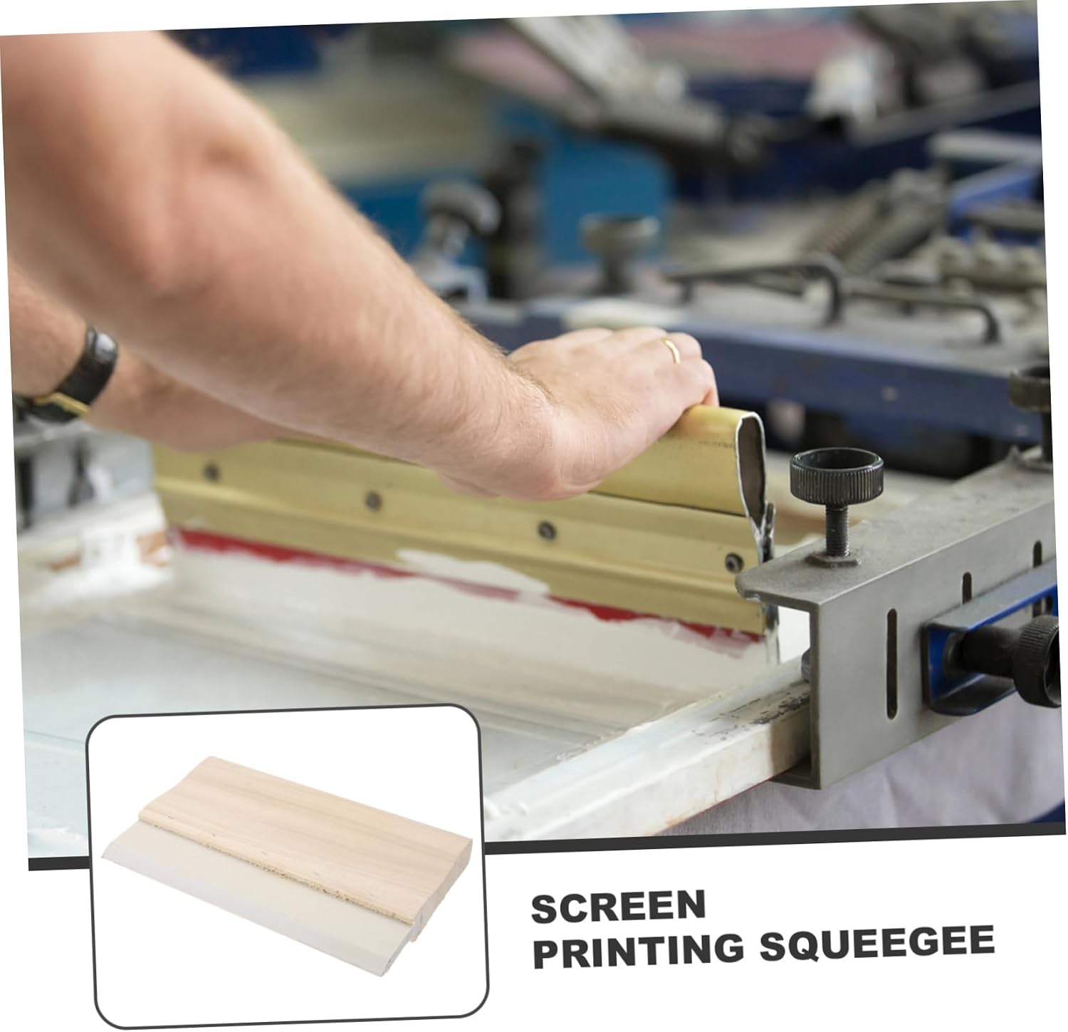 OSALADI Wooden Ink Scraper with Rubber Squeegee for Easy Ink Application for and Textile Projects