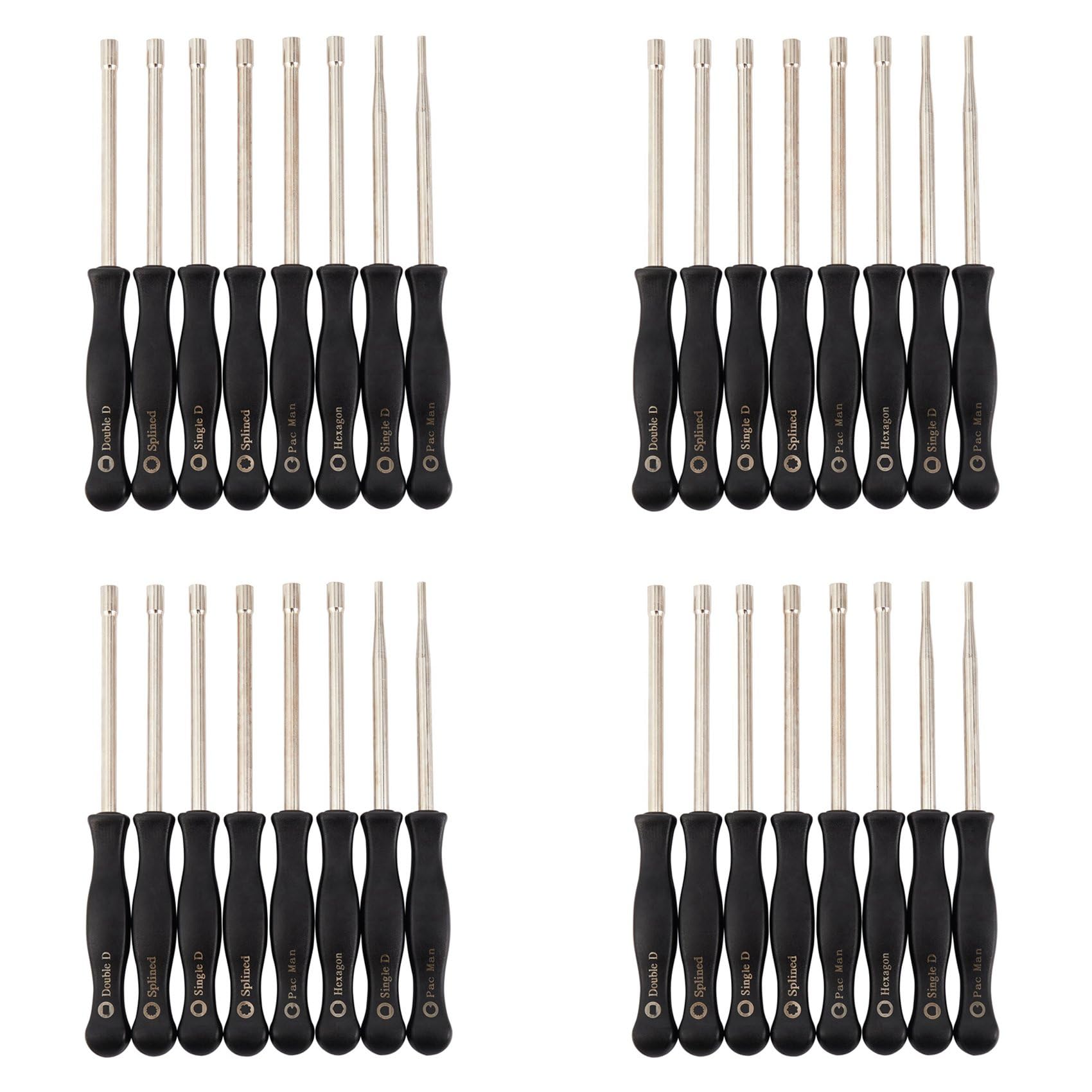 Jnchdghwa Silver & Black 32 Pcs Screwdriver Carburetor Adjustment Tool Single D Double D Hexagon Hex Socket Kit Set