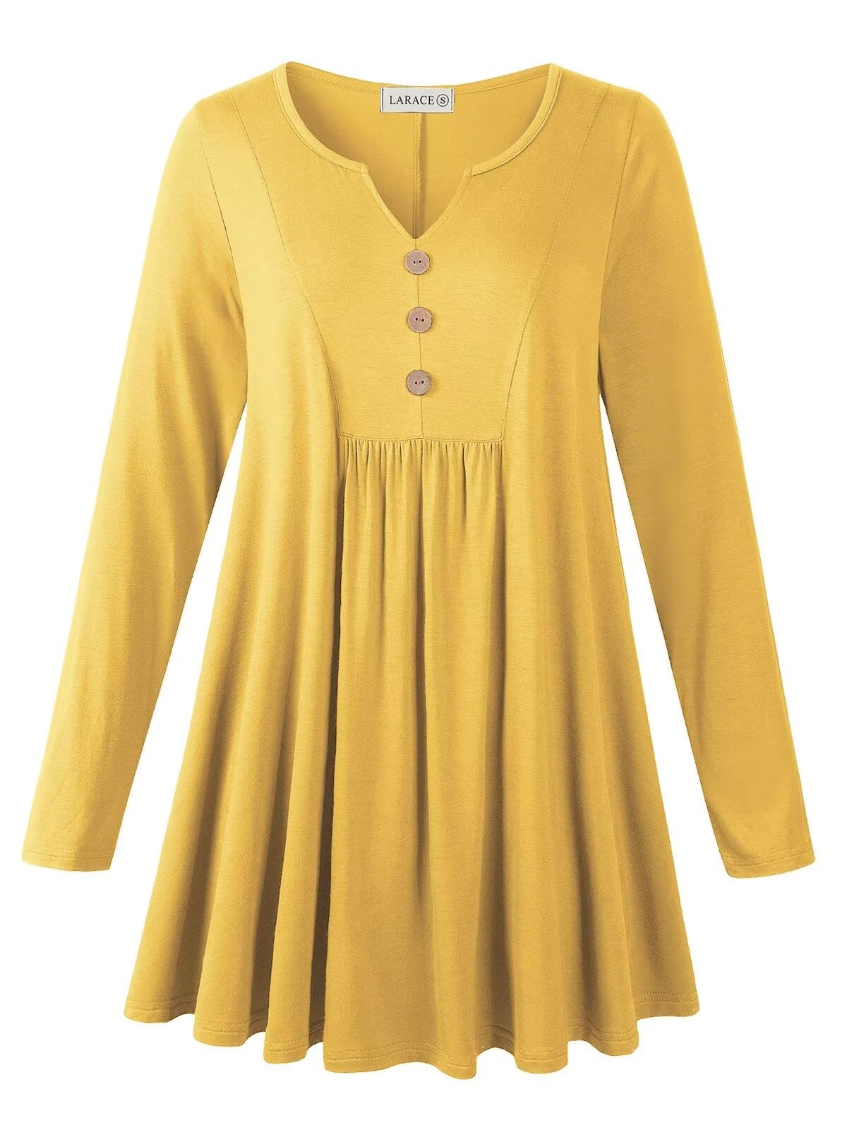 LARACE Long Sleeve Shirts for Women, Plus Size Tunic Tops to Wear with Leggings, Women's V-Neck Blouse Loose Fit Fall Clothes