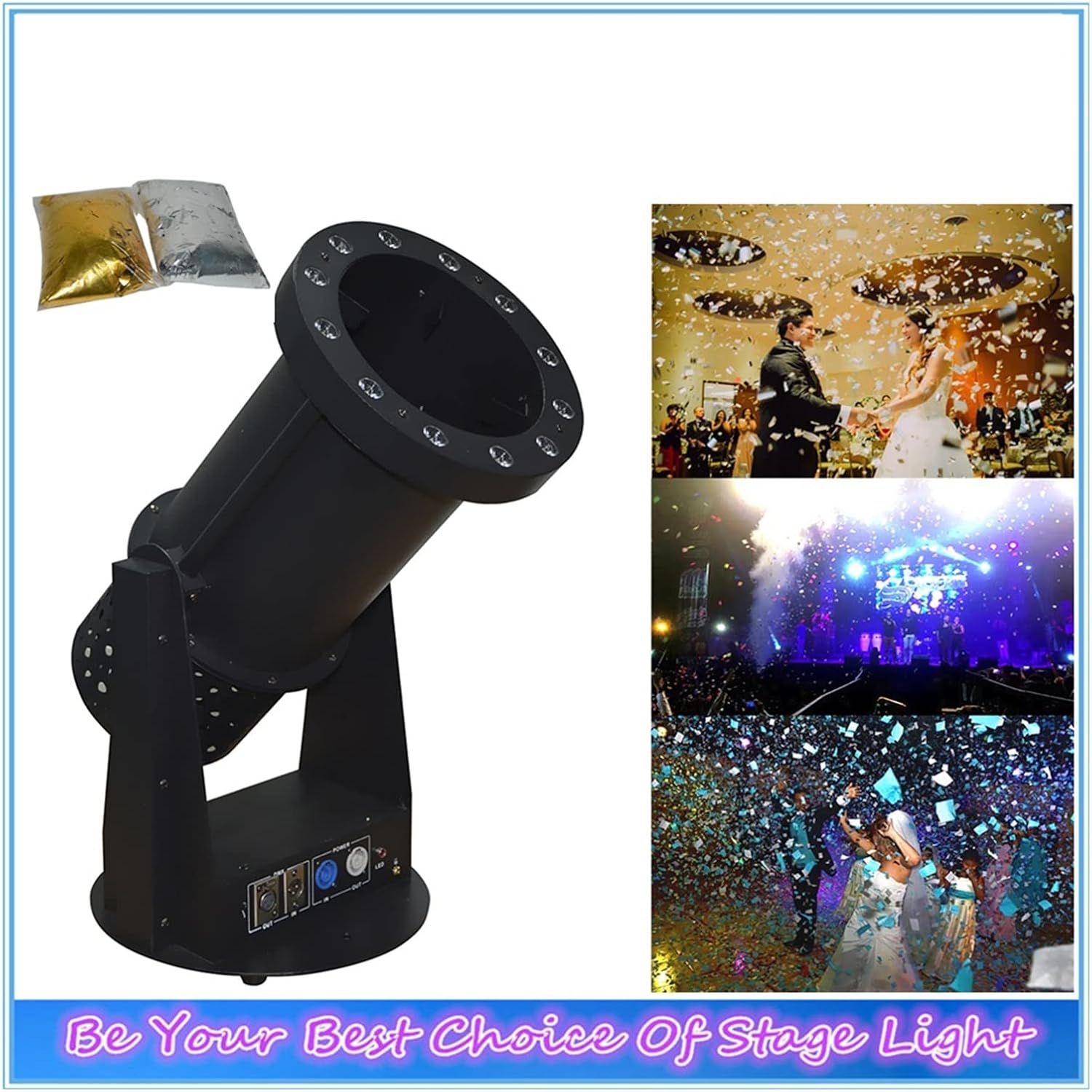 Confetti Launcher Confetti Launcher LED Colorful Paper DMX Blower Stage Effect Machine for Concerts Parties and Special Events for Concerts Parties and Special Events