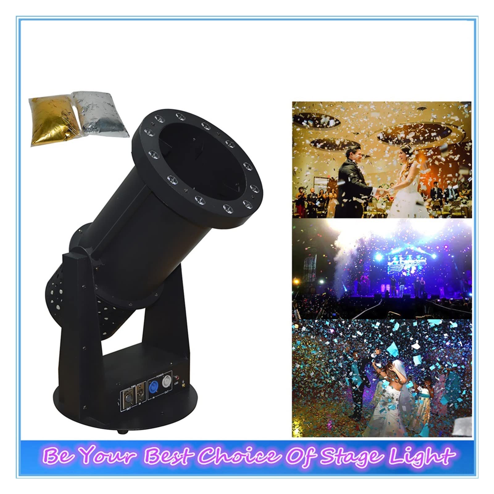 Konfetti-Maschine Confetti-Launcher. LED Buntes Papier DMX Gebläse-Bühneneffektmaschine for Konzerte Partys und Sonderveranstaltungen Für Hochzeitsfeier Dekoration