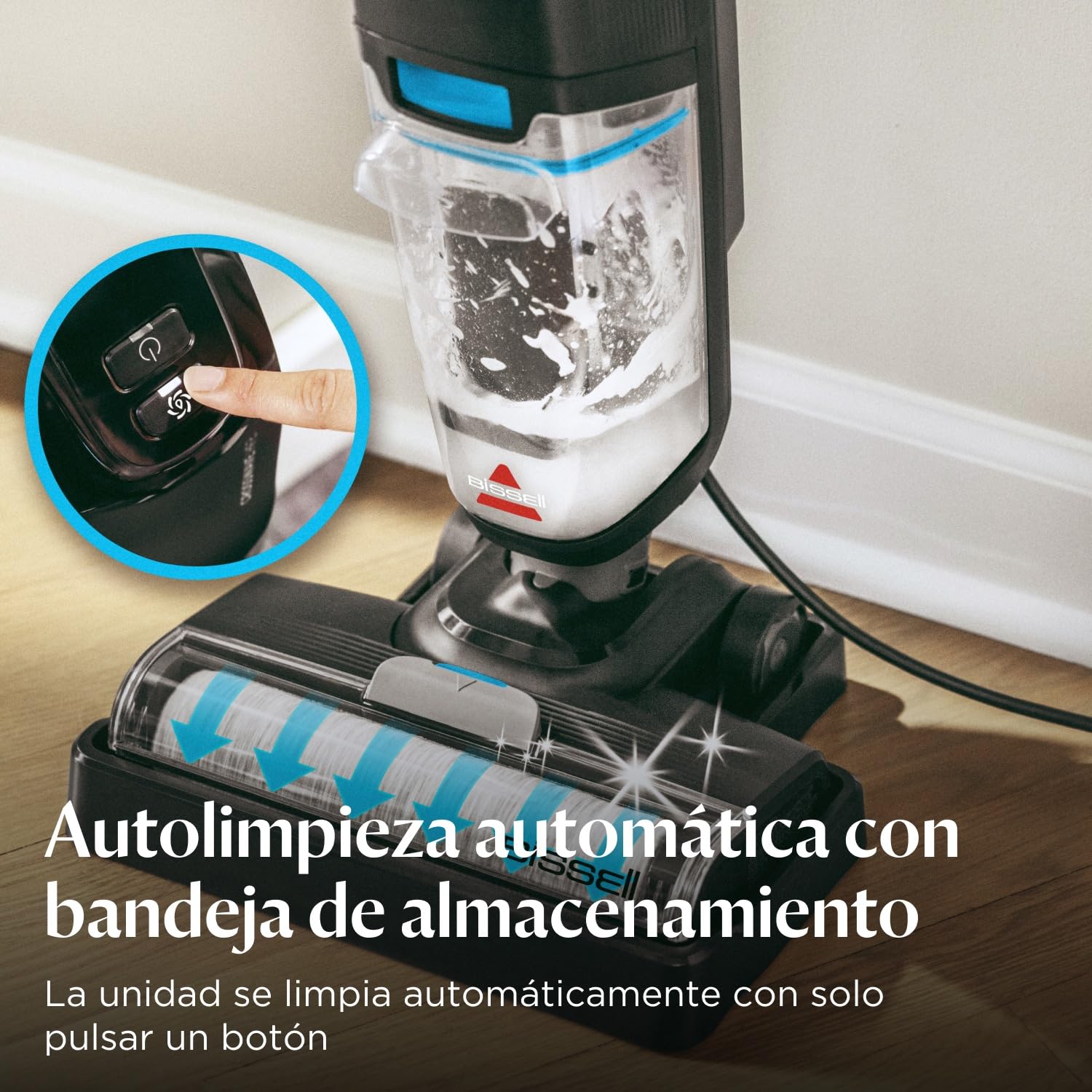 Bissell CrossWave HF2, Aspiradora de Mano con Cable, Aspirado y Mopa en un Solo Paso, Escoba Aspiradora Vertical Ligera, Vacuum Cleaner Potente, Aspiradora de Agua, Solo para Suelos Duros, 3845N