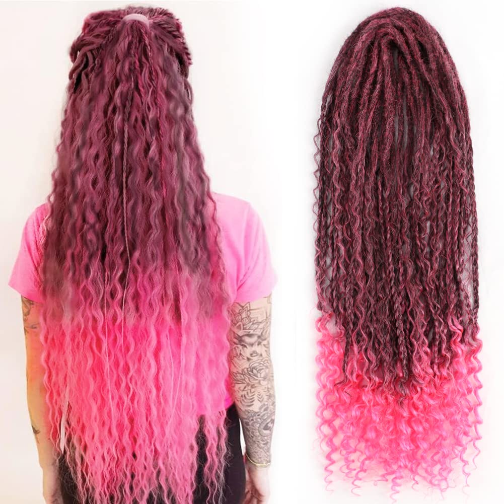 24 pouces Dreadlock synthétique à double extrémité trois en un pack mixte 15 brins style bohème boîte tresses hippie_voghion.com