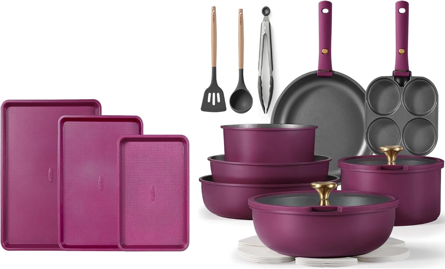 CAROTE 19pcs Pots and Pans Set and 3pcs Baking Pan Set, Nonstick Cookware Set, Bakeware Set