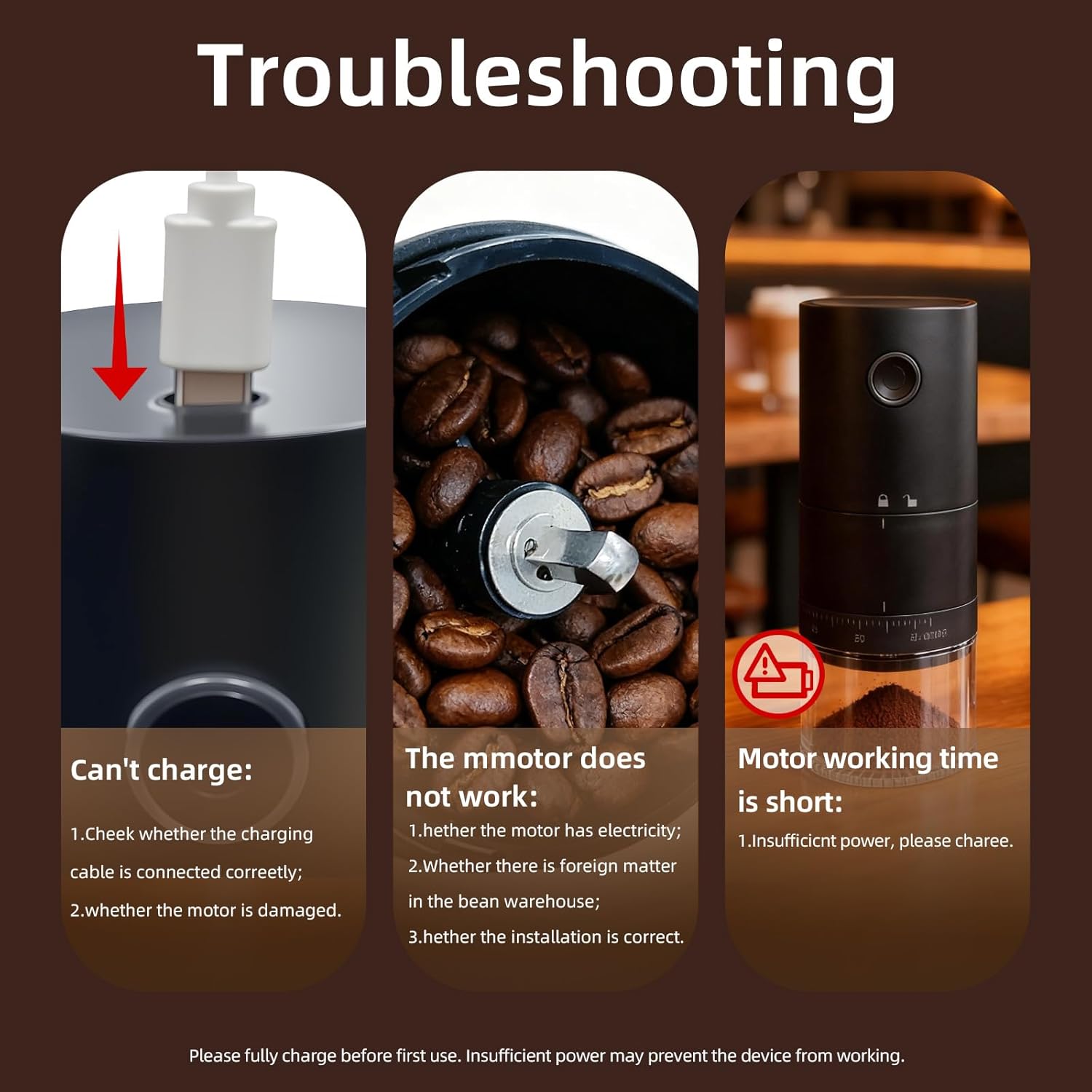 Portable Electric Coffee Grinder with 38 Adjustable Grind Settings, 1500mAh Rechargeable Battery, Portable Coffee Grinder,For Home, Office & Travel Use etc