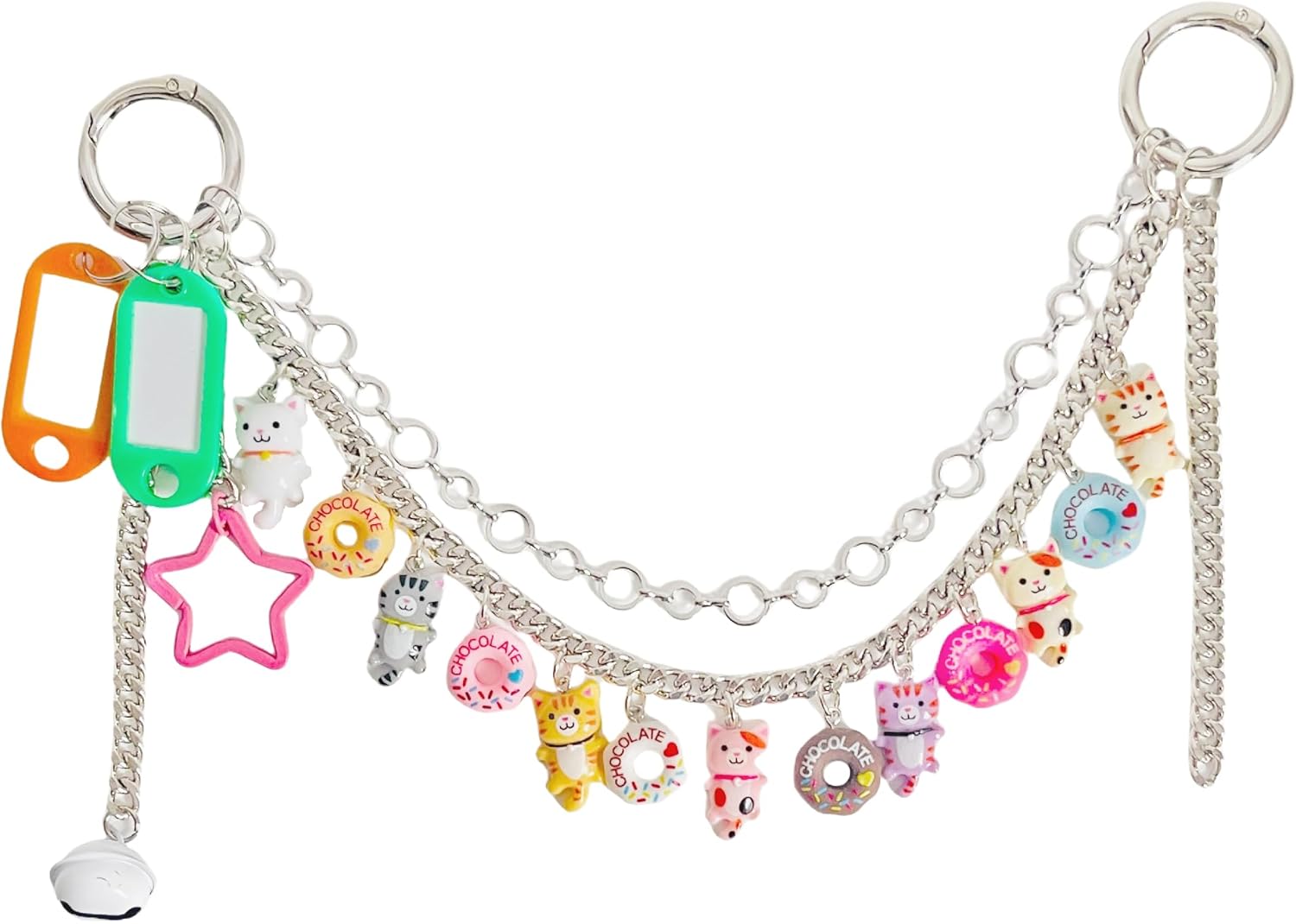 QTMY Cute Doughnut Cat Chain Bag Charms for Handbag Purse Backpack Accessories for Bogg Bag Keychain,673