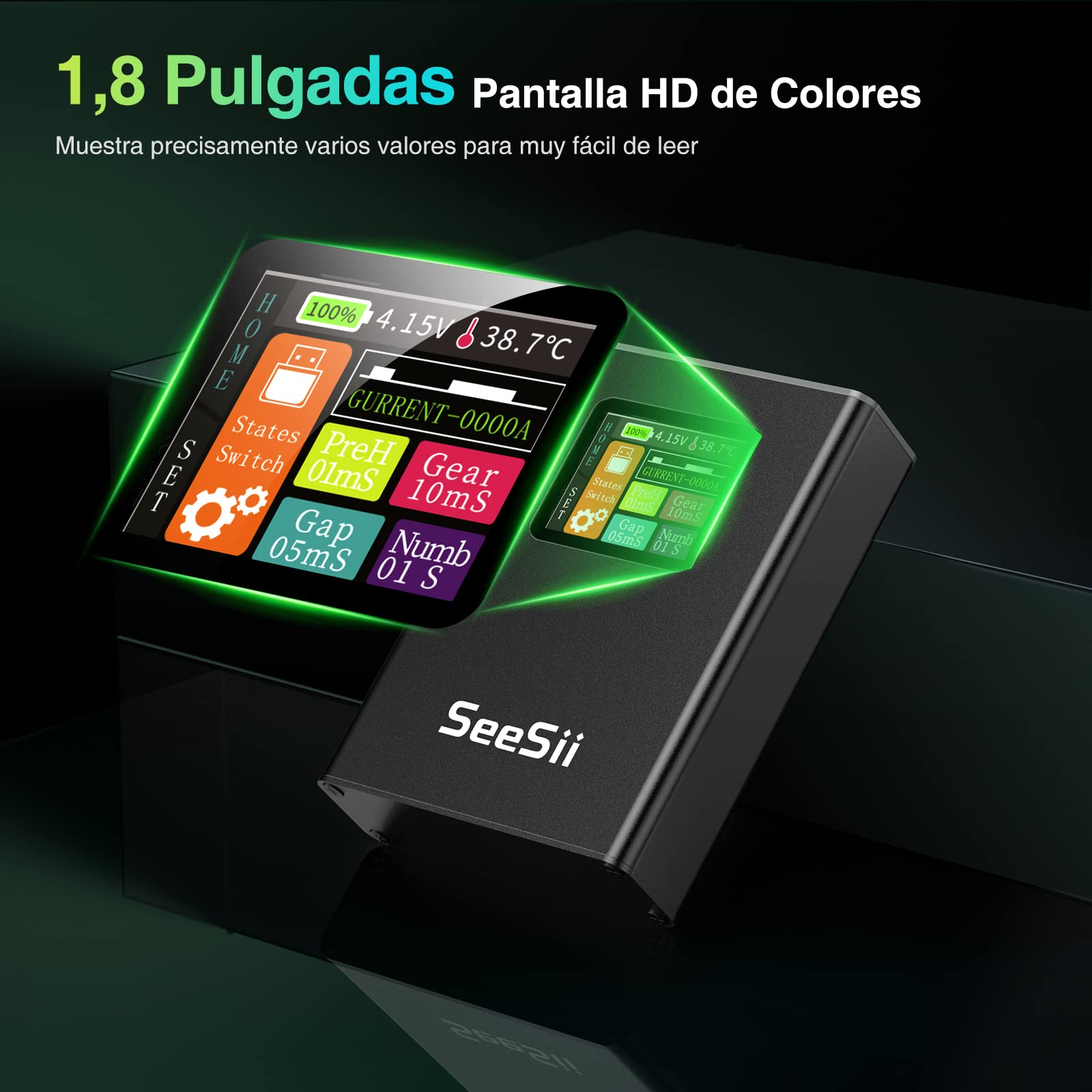 Seesii Soldador de Puntos - SE-215 Máquina de Soldadura por Punto Portátil para Batería LCD con 30 Engranajes Ajustables