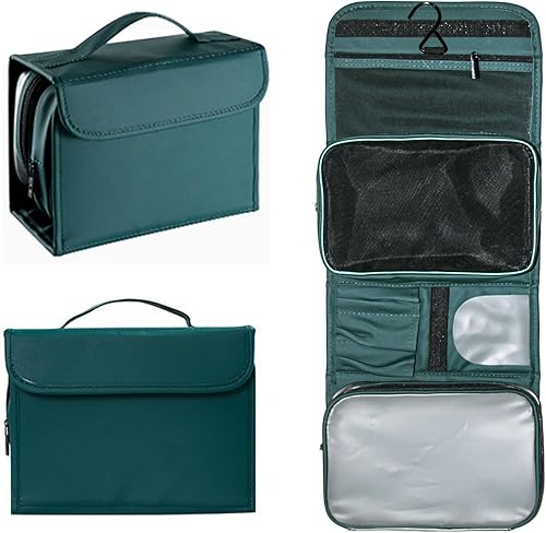 Neceser de viaje grande para mujer, soporte para brochas de maquillaje con gancho, organizador de artículos de tocador para accesorios de tocador,