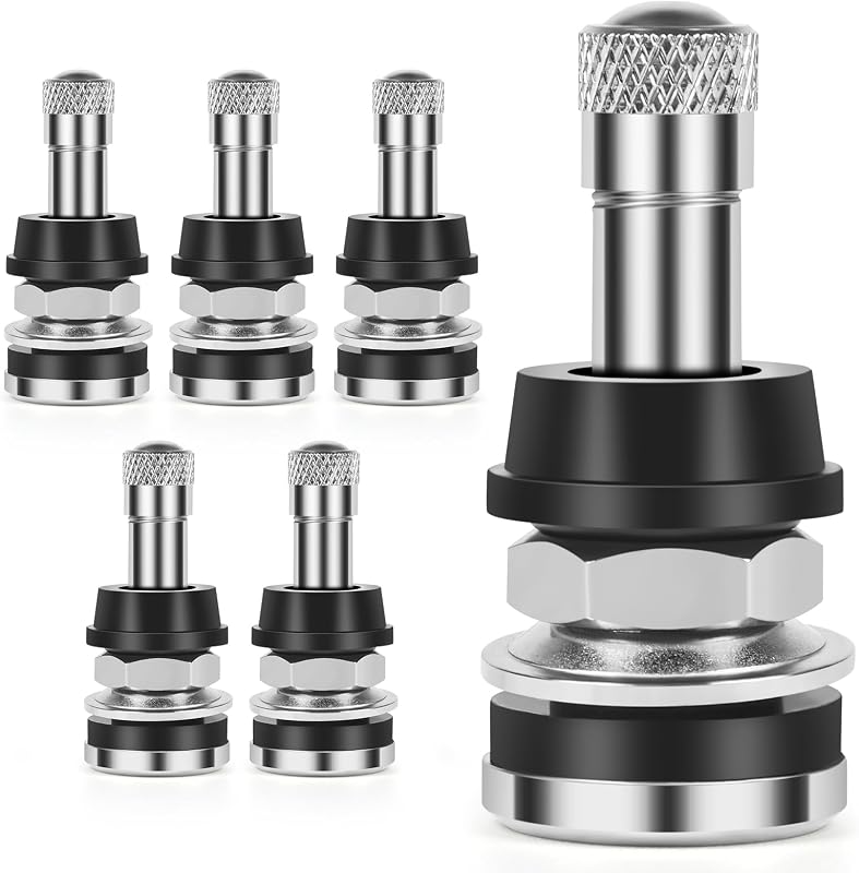 6-Pack TR416 Tire Valve Stems, High Pressure 200 PSI Tubeless Valve Stems, Brass Valve Stems, 1-1/2" Schrader Valve, Fits 0.453" & 0.625" Rim Holes for Cars/Trucks/SUVs/ATVs/Trailers