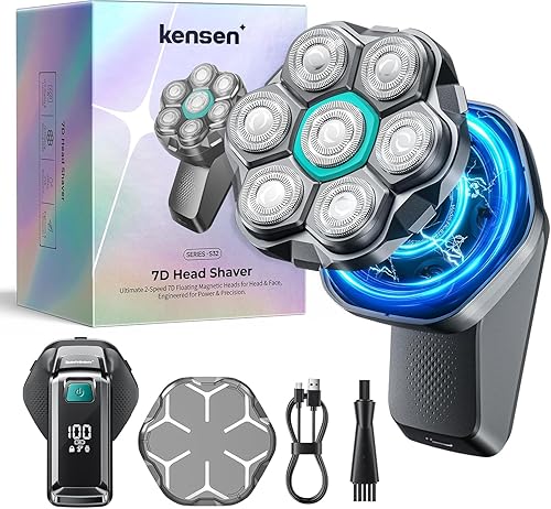kensen Afeitadoras de cabeza 7D para hombres calvos, afeitadoras de cabeza calva de doble velocidad con pantalla LED, maquinilla de afeitar