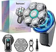 kensen 7D Head Shavers for Bald Men - Dual Speed Bald Head Shavers with LED Display, Electric Razor for Men IPX6 Waterproof Wet/Dry Shaving Head Razor Magnetic Head Balding Clippers for Men Black