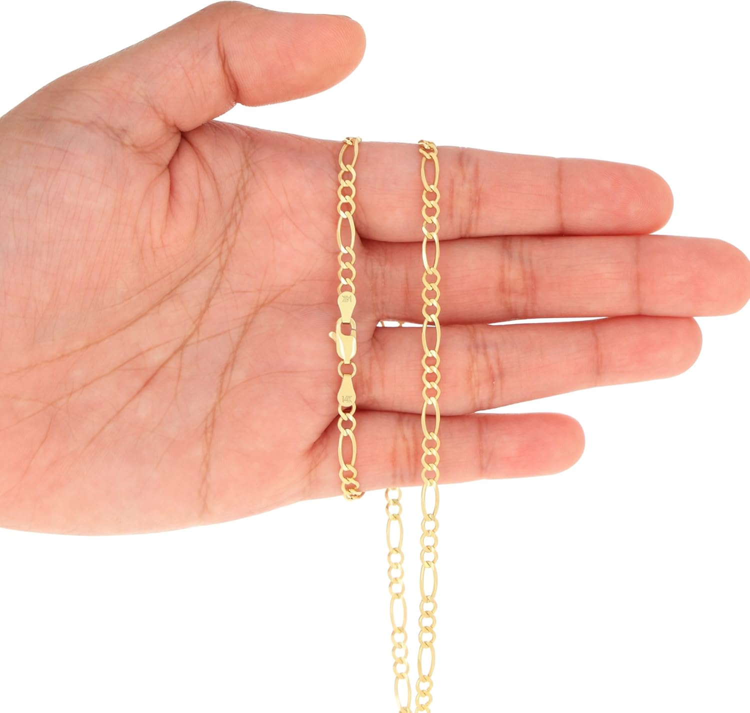 Nuragold 14K Real Yellow Gold Solid Figaro Link Chain Necklace 16"-30" (1.2mm-9.5mm) Italian Jewelry for Men & Women - Image 5