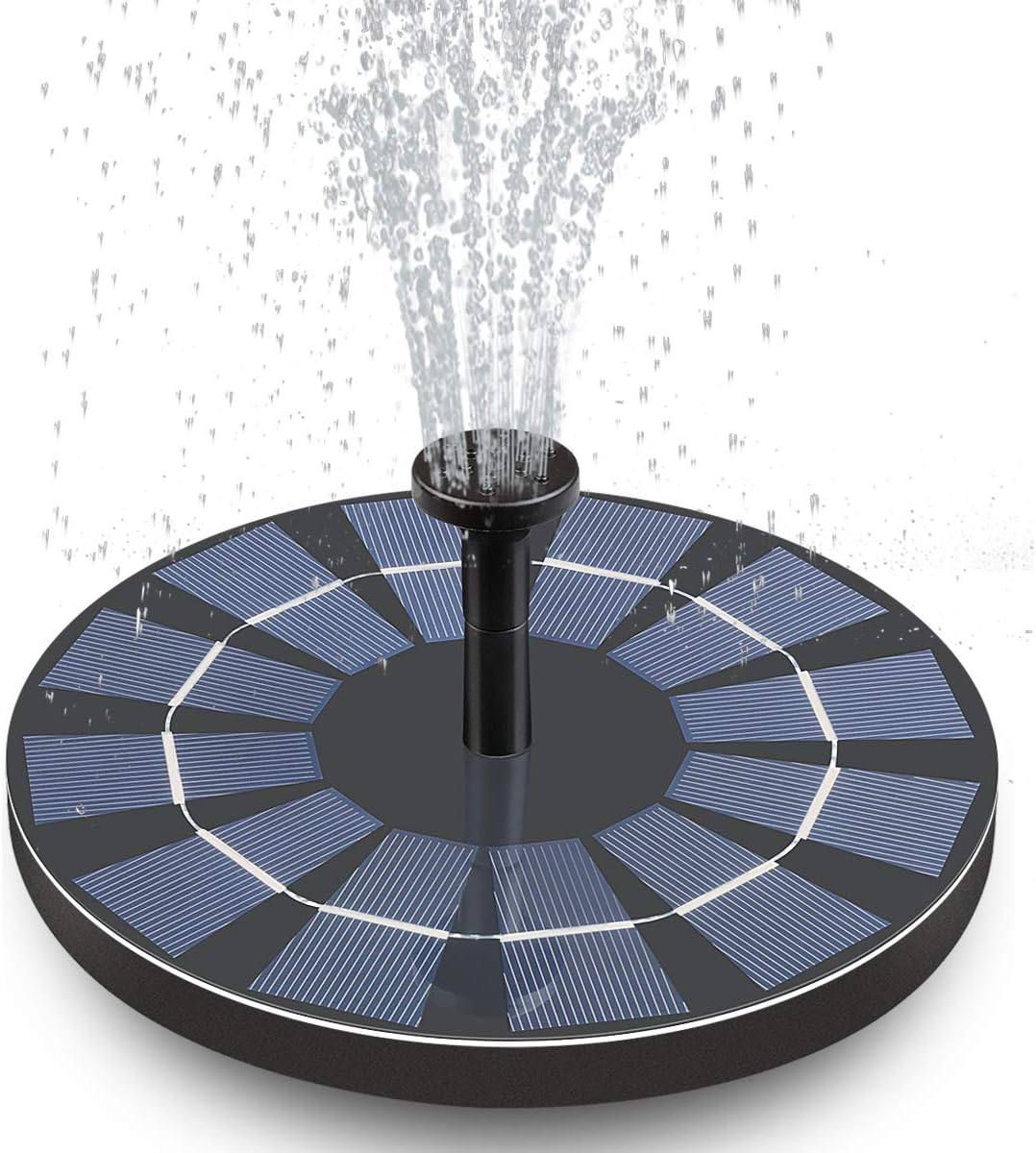 Hiluckey Solar Bird Bath Fountain with Battery Backup, 2.5W Free Standing Solar Powered Water Fountain Pump Kit for Birdbath Garden Outdoor